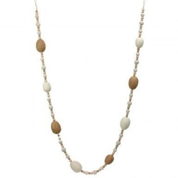 Burlap Egg And Wood Bead Garland Easter Decor Spring Home Decoration - Picture 3 of 4